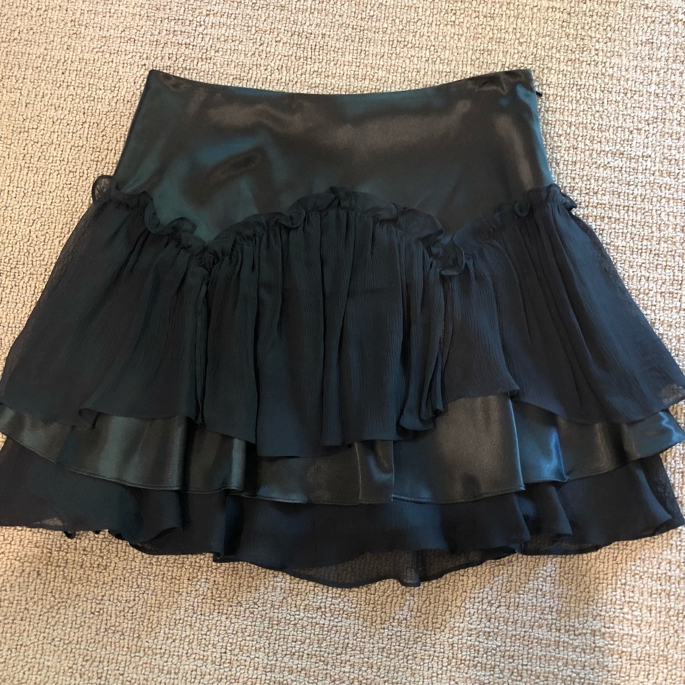 “to the max USA” satin ruffle mini skirt